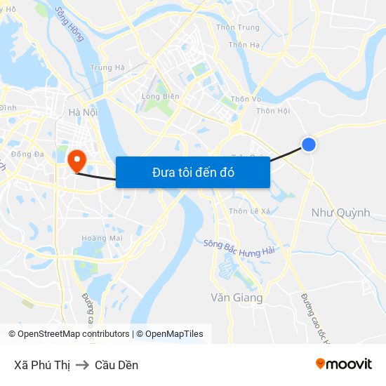 Xã Phú Thị to Cầu Dền map