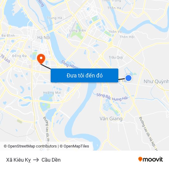 Xã Kiêu Kỵ to Cầu Dền map