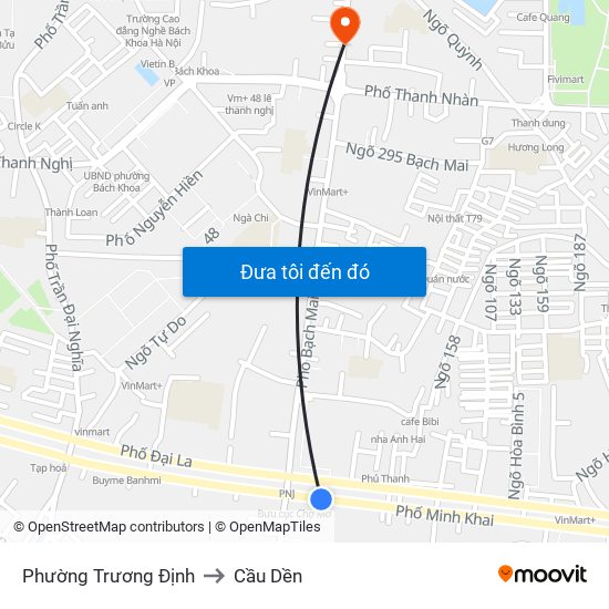 Phường Trương Định to Cầu Dền map