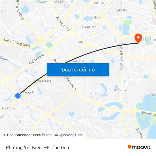 Phường Yết Kiêu to Cầu Dền map