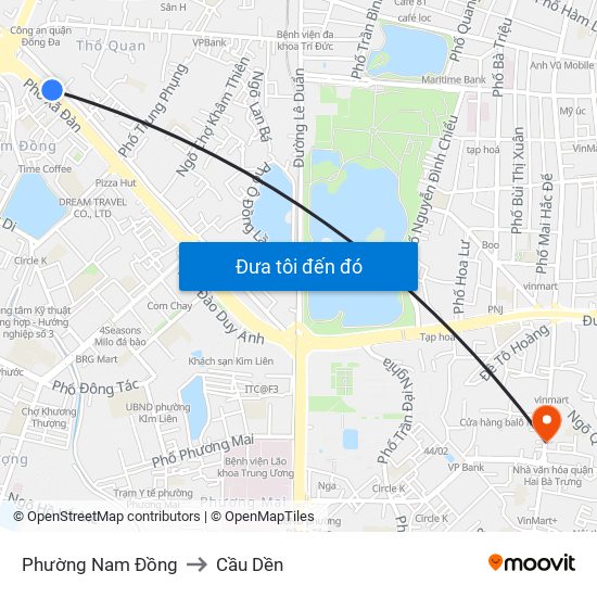 Phường Nam Đồng to Cầu Dền map