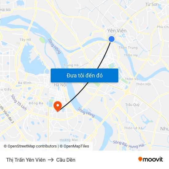 Thị Trấn Yên Viên to Cầu Dền map