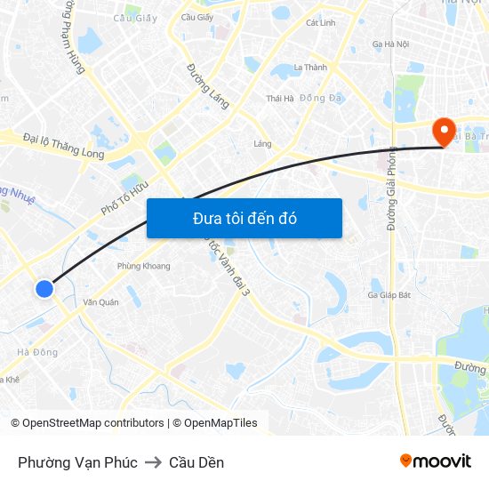 Phường Vạn Phúc to Cầu Dền map