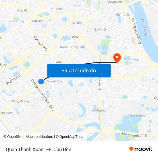 Quận Thanh Xuân to Cầu Dền map