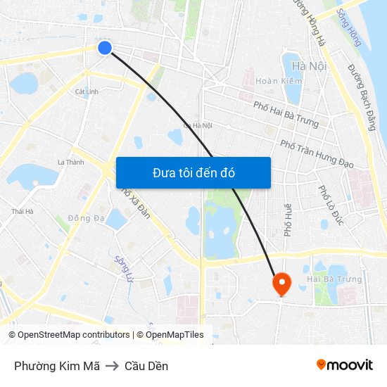 Phường Kim Mã to Cầu Dền map