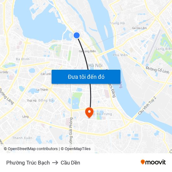 Phường Trúc Bạch to Cầu Dền map