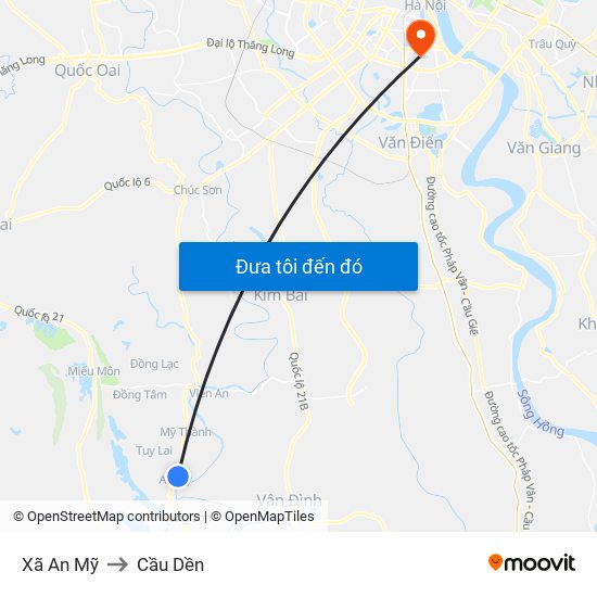 Xã An Mỹ to Cầu Dền map