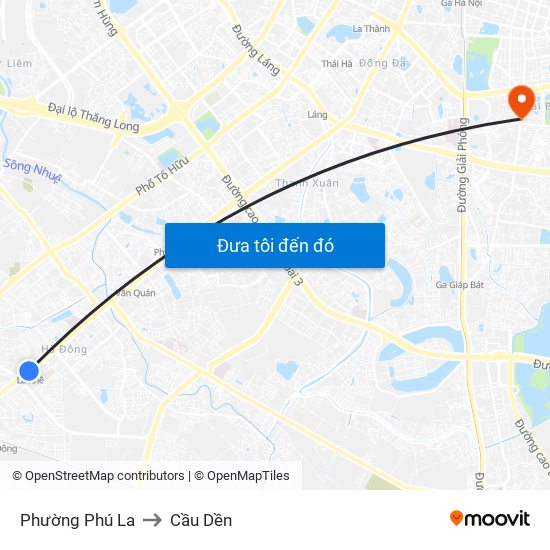 Phường Phú La to Cầu Dền map