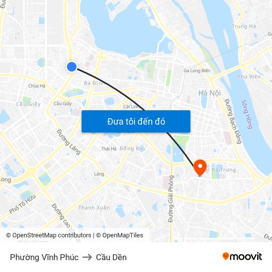 Phường Vĩnh Phúc to Cầu Dền map