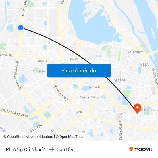 Phường Cổ Nhuế 1 to Cầu Dền map