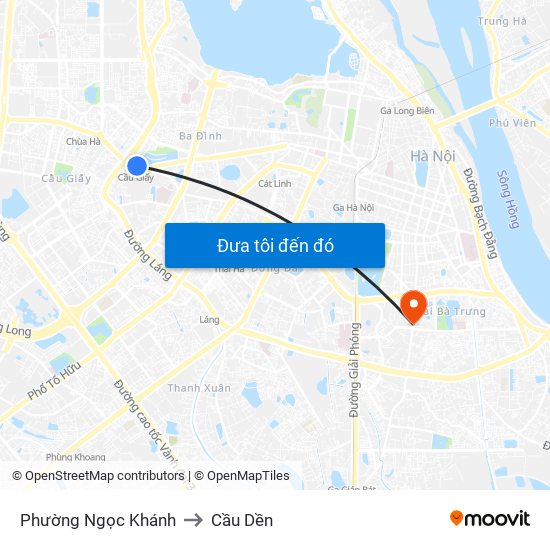 Phường Ngọc Khánh to Cầu Dền map