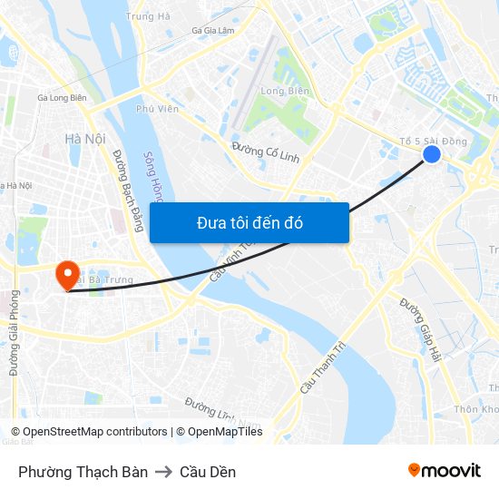 Phường Thạch Bàn to Cầu Dền map