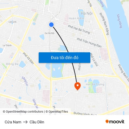 Cửa Nam to Cầu Dền map