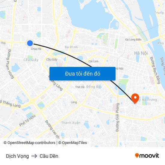 Dịch Vọng to Cầu Dền map