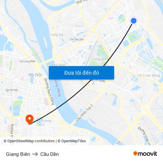 Giang Biên to Cầu Dền map