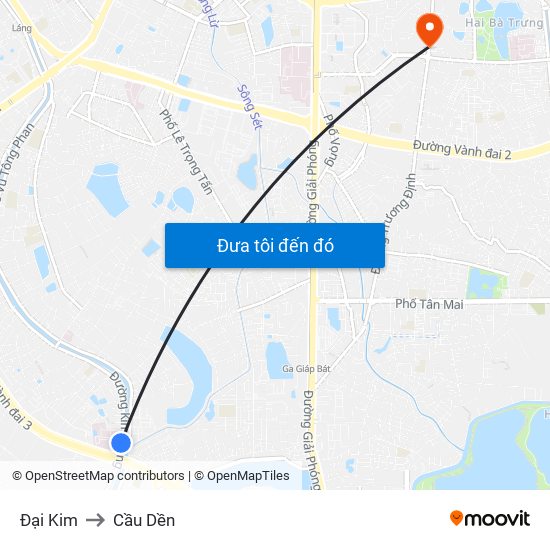 Đại Kim to Cầu Dền map