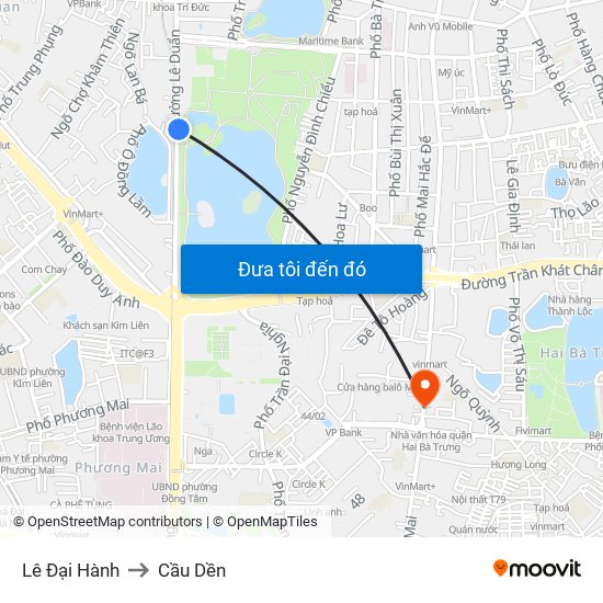 Lê Đại Hành to Cầu Dền map
