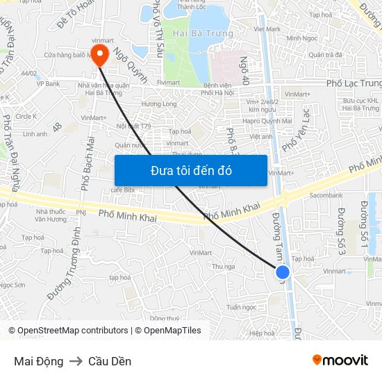 Mai Động to Cầu Dền map