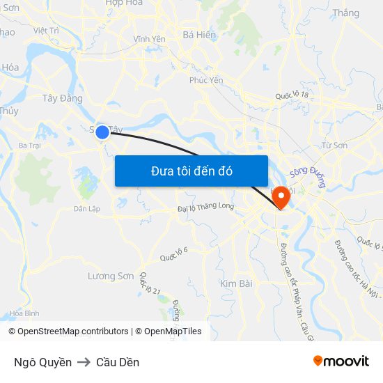 Ngô Quyền to Cầu Dền map