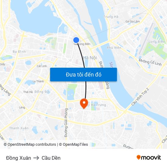 Đồng Xuân to Cầu Dền map