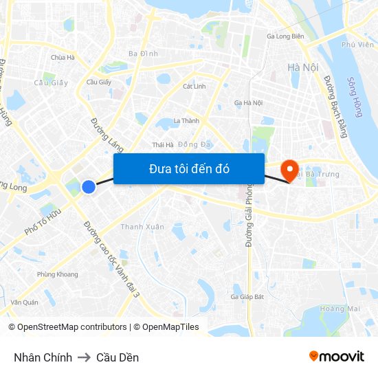 Nhân Chính to Cầu Dền map
