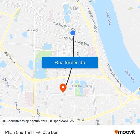 Phan Chu Trinh to Cầu Dền map