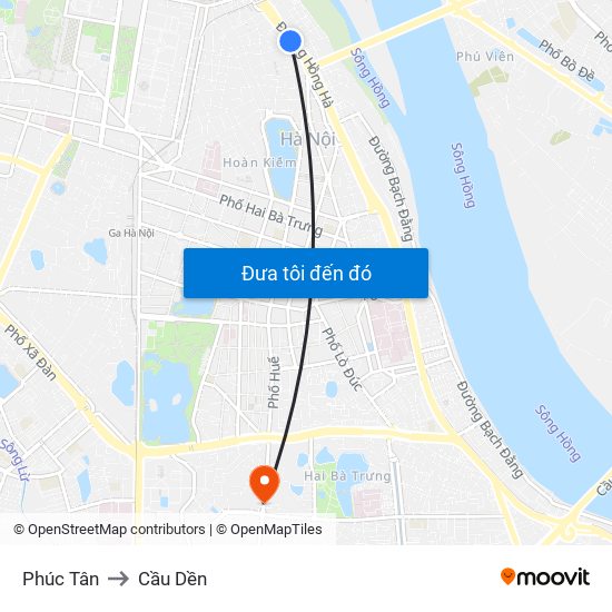 Phúc Tân to Cầu Dền map