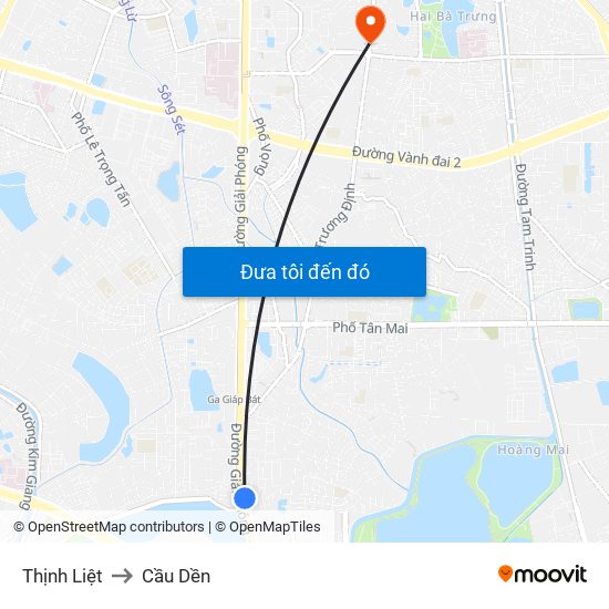 Thịnh Liệt to Cầu Dền map