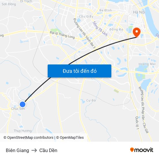 Biên Giang to Cầu Dền map