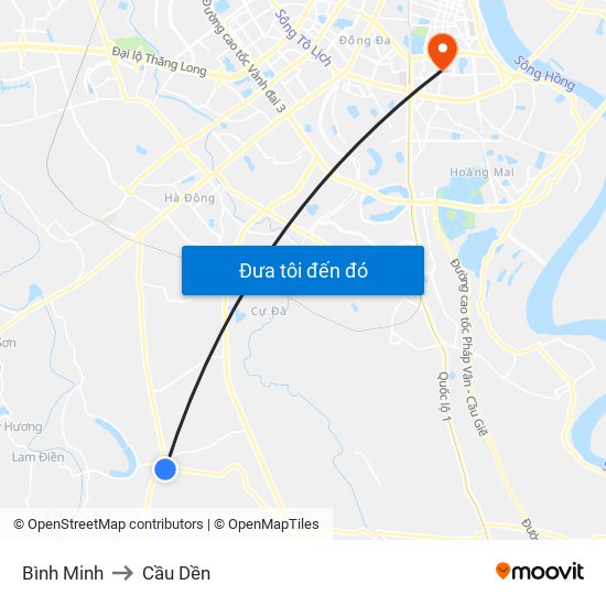 Bình Minh to Cầu Dền map