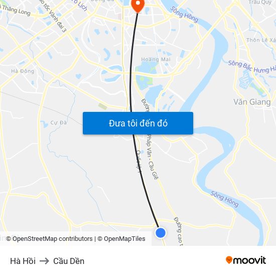 Hà Hồi to Cầu Dền map