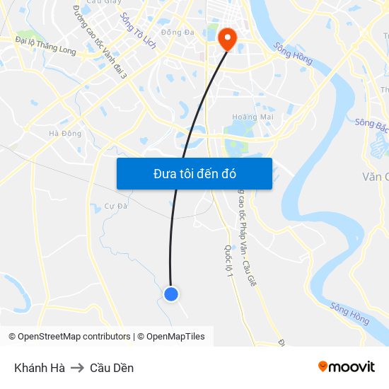 Khánh Hà to Cầu Dền map