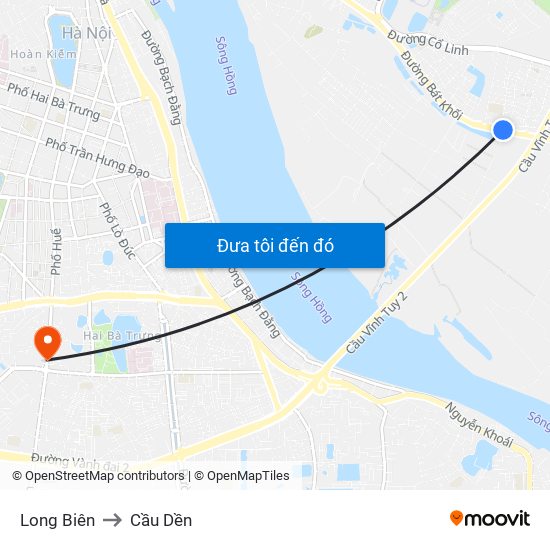 Long Biên to Cầu Dền map