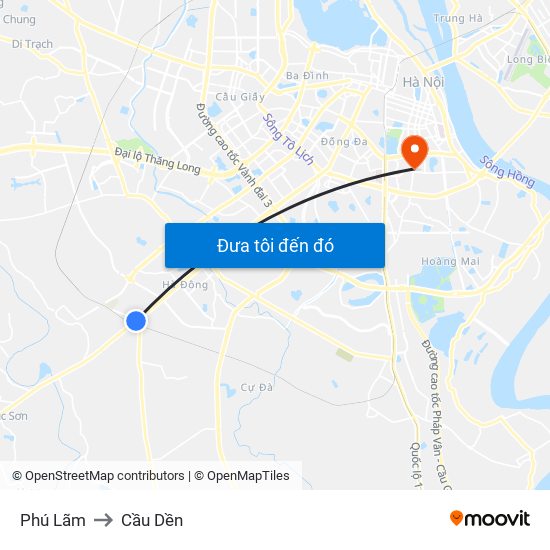 Phú Lãm to Cầu Dền map