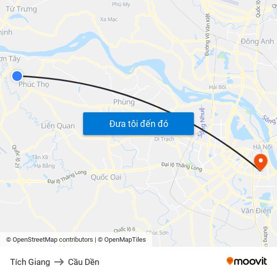 Tích Giang to Cầu Dền map