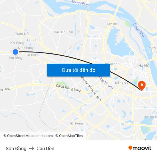 Sơn Đồng to Cầu Dền map