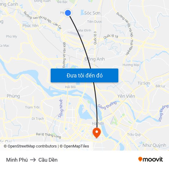 Minh Phú to Cầu Dền map
