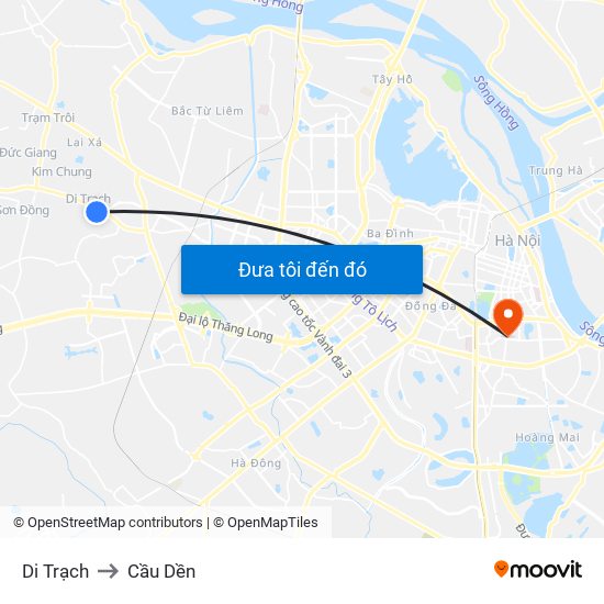 Di Trạch to Cầu Dền map