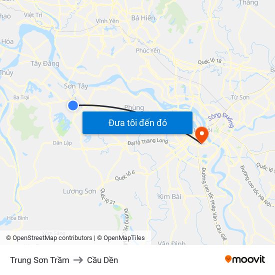 Trung Sơn Trầm to Cầu Dền map