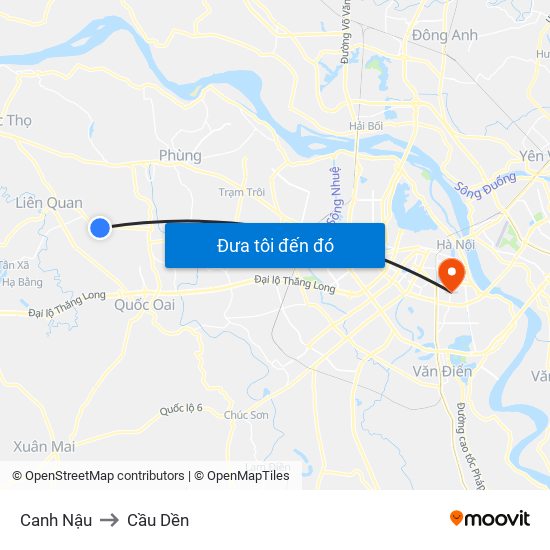 Canh Nậu to Cầu Dền map