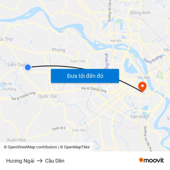 Hương Ngải to Cầu Dền map