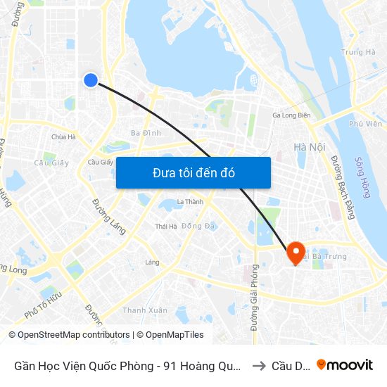 Gần Học Viện Quốc Phòng - 91 Hoàng Quốc Việt to Cầu Dền map