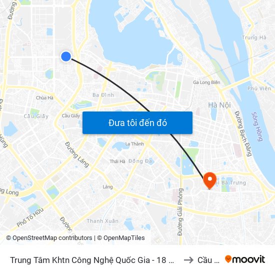 Trung Tâm Khtn Công Nghệ Quốc Gia - 18 Hoàng Quốc Việt to Cầu Dền map