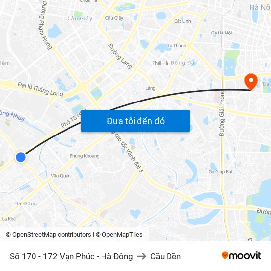 Số 170 - 172 Vạn Phúc - Hà Đông to Cầu Dền map