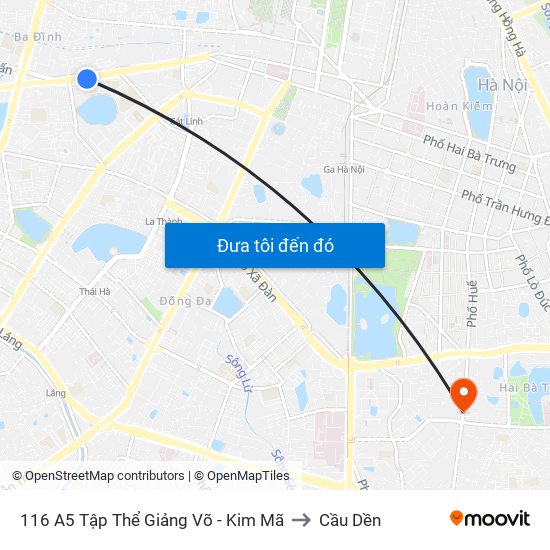 116 A5 Tập Thể Giảng Võ - Kim Mã to Cầu Dền map