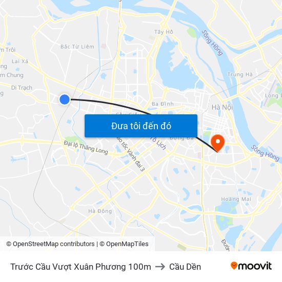 Trước Cầu Vượt Xuân Phương 100m to Cầu Dền map