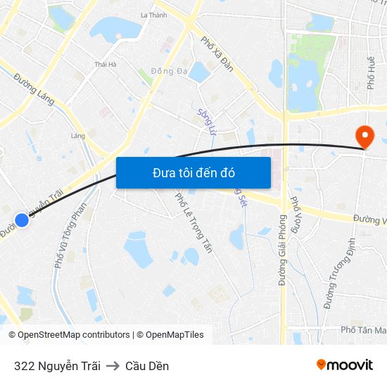 322 Nguyễn Trãi to Cầu Dền map