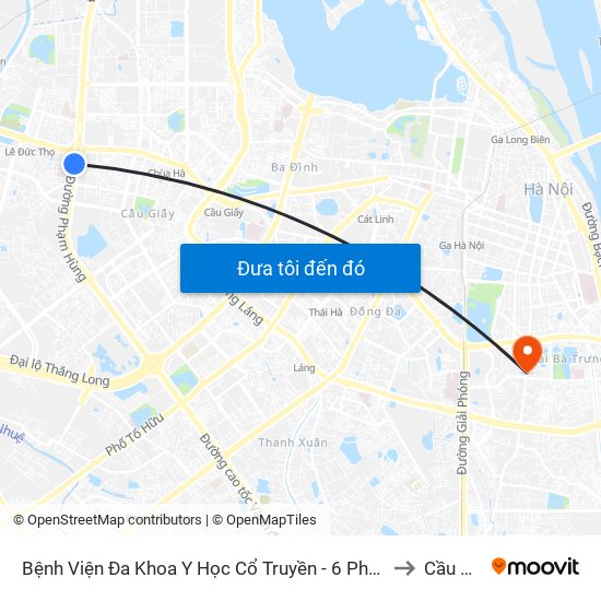 Bệnh Viện Đa Khoa Y Học Cổ Truyền - 6 Phạm Hùng to Cầu Dền map