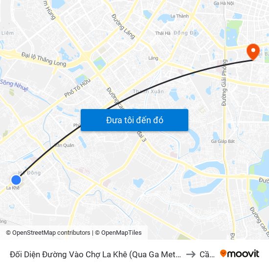 Đối Diện Đường Vào Chợ La Khê (Qua Ga Metro La Khê) - 405 Quang Trung (Hà Đông) to Cầu Dền map