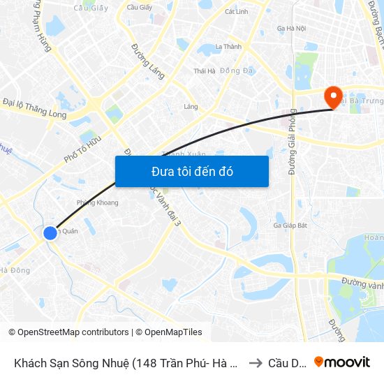 Khách Sạn Sông Nhuệ (148 Trần Phú- Hà Đông) to Cầu Dền map